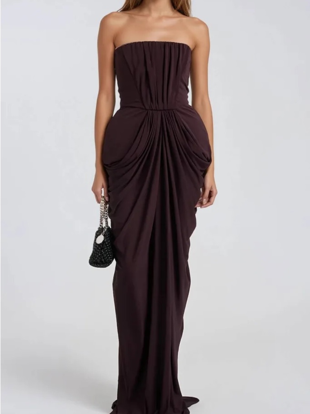 Innovare Denim Fina Strapless Draped Maxi Dress, SZ L. BRAND NEW